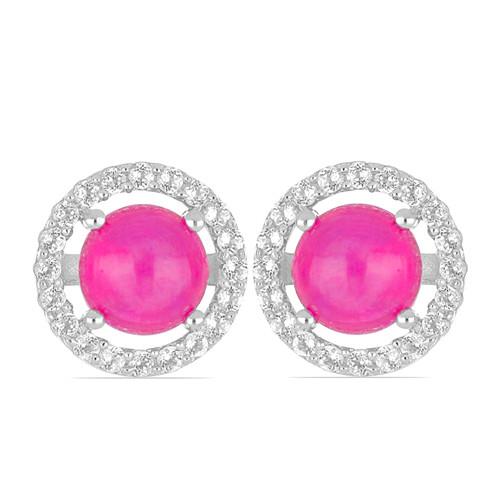 BUY 925 SILVER NATURAL PINK ETHIOPIAN OPAL GEMSTONE HALO EARRINGS